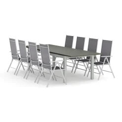 Trädgårdsgrupp Comfort Garden Monaco utomhus matgrupp förlängningsbart 210/310x90 med 8 Maggie positionsstolar
