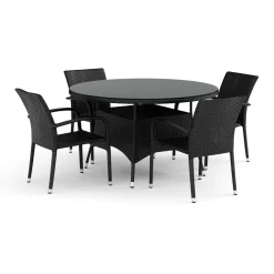 Trädgårdsgrupp Comfort Garden Thor utomhus rund matgrupp 140 cm med 4 Thor Light Trädgårdsfåtölj