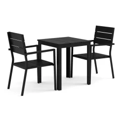 Trädgårdsgrupp Comfort Garden Tunis utomhus caféset 70x70 cm med 2 Tunis stapelstolar