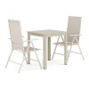 Trädgårdsgrupp Comfort Garden Tunis utomhus caféset 70x70 cm med 2 Maggie positionsstolar