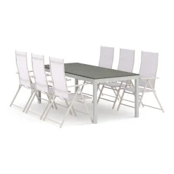 Trädgårdsgrupp Comfort Garden Tunis utomhus matgrupp förlängningsbart 205/305x90 cm med 6 positionsstolar