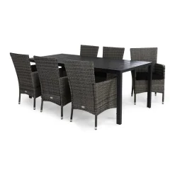 Trädgårdsgrupp Comfort Garden Tunis Matgrupp Utomhus 205x90 + 6 Thor Fåtölj m Dyna