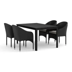 Trädgårdsgrupp Comfort Garden Tunis utomhus matgrupp 140x90 cm med 4 Thor fåtöljer