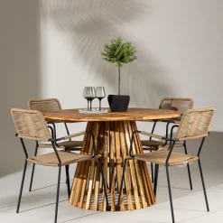 Trädgårdsgrupp Venture Home Lumpur med 4 Lindos Trädgårdsstolar