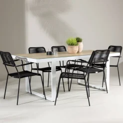 Trädgårdsgrupp Venture Home Merlo med 6 Lindos Karmstolar