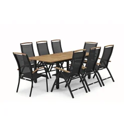 Trädgårdsmatgrupp Hillerstorp Nydala 96x150-200 cm med 6st Positionsstolar & 2st Stapelstolar