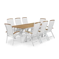 Trädgårdsmatgrupp Hillerstorp Nydala 96x150-200 cm med 6st Positionsstolar & 2st Stapelstolar