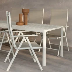 Trädgårdsmatgrupp Venture Home Giardini Matbord Beige med 6 st Break Trädgårdsstolar Beige