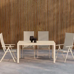Trädgårdsmatgrupp Venture Home Mirko Matbord Beige med 4 st Levanzo Trädgårdsstol Beige