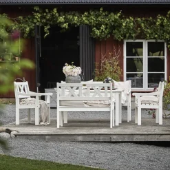 Trädgårdssoffa Hillerstorp Läckö 3-sits Träsoffa i Vit Furu