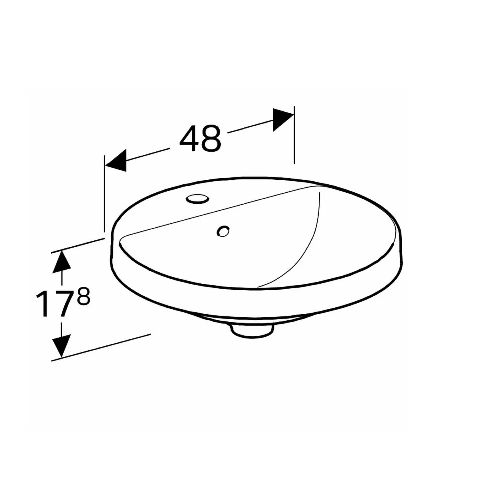 Tvättställ Geberit Variform 480 mm Infälld Runt KanthyllaUtan Bräddavlopp