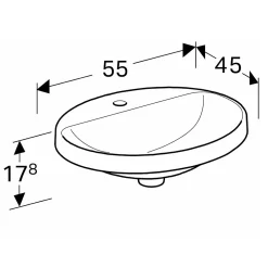 Tvättställ Geberit Variform 550 mm Infälld Ovalt Kanthylla