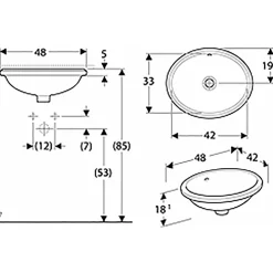 Tvättställ Geberit Variform 420 mm för underlimning Ovalt