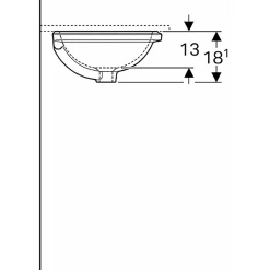 Tvättställ Geberit Variform 330 mm för underlimning RuntUtan Bräddavlopp