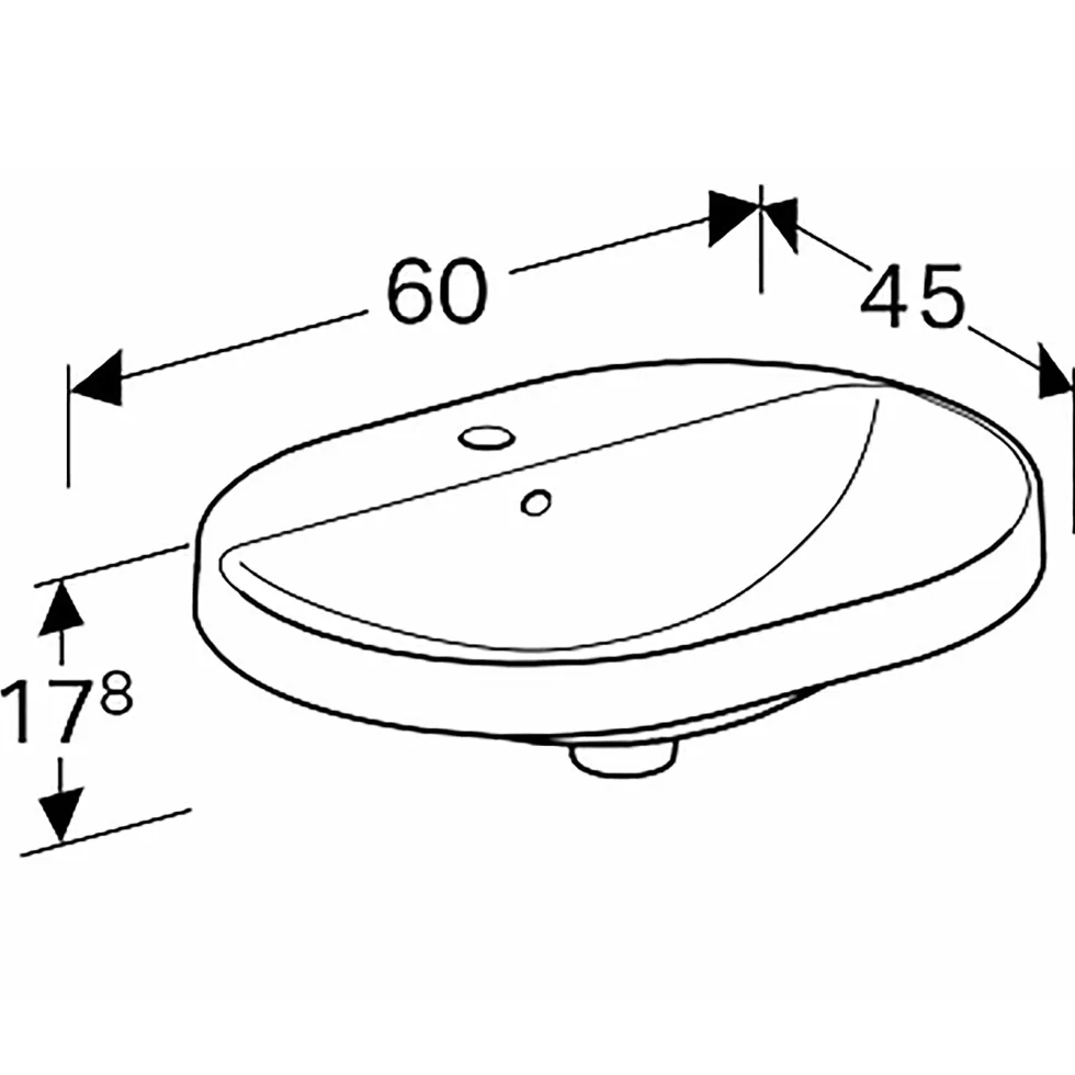 Tvättställ Geberit Variform 600 mm Infälld Elliptiskt Kanthylla