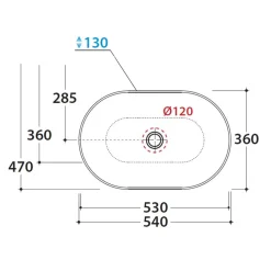 Tvättställ Globo T-EDGE 540 mm