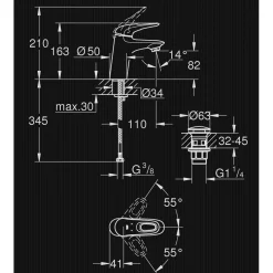 Tvättställsblandare Grohe Eurostyle 23929 med Pop-Up Ventil