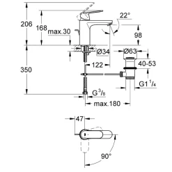 Tvättställsblandare Grohe Eurosmart Cosmopolitan 23396 med Kallstart