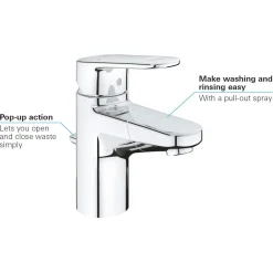 Tvättställsblandare Grohe Europlus 33155 med Utdragbar Pip