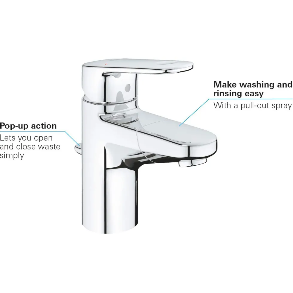 Tvättställsblandare Grohe Europlus 33155 med Utdragbar Pip