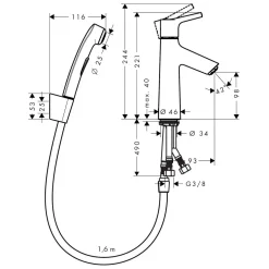Tvättställsblandare Hansgrohe Talis S med Bidettehanddusch