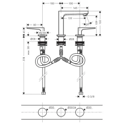 Tvättställsblandare Hansgrohe Metropol 110 3-håls