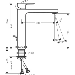 Tvättställsblandare Hansgrohe Vernis Shape 190 med Lyftventil