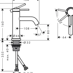 Tvättställsblandare Hansgrohe Tecturis S 80 CoolStart utan Bottenventil