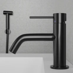 Tvättställsblandare Scandtap Steel Voyage med Sidodusch