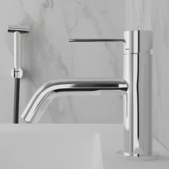 Tvättställsblandare Scandtap Steel Voyage med Sidodusch