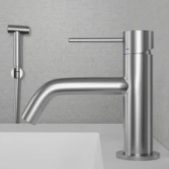 Tvättställsblandare Scandtap Steel Voyage med Sidodusch