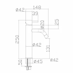 Tvättställsblandare Strand Stainless Koster Slim KS-2101