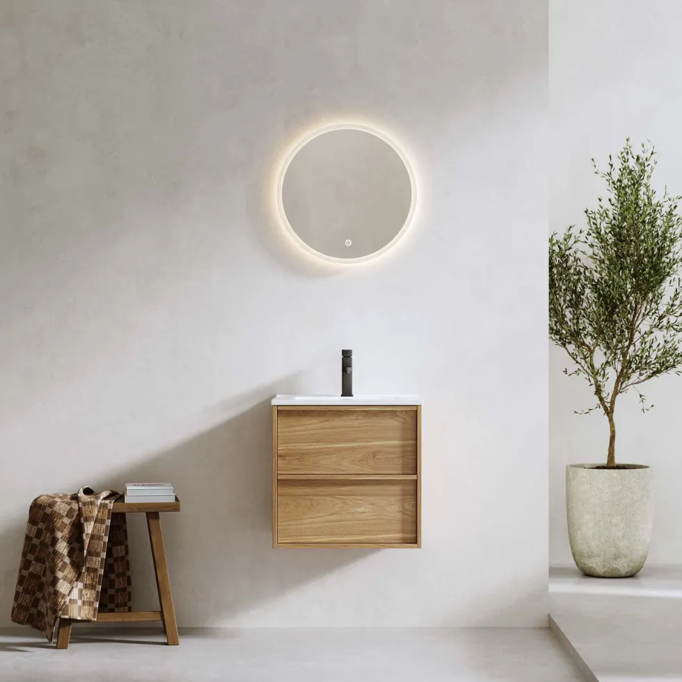 Tvättställsskåp Bathlife Charm med Tvättställ och Spegel Skina