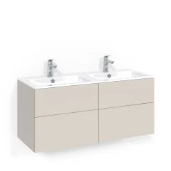 Tvättställsskåp Macro Design Crown Push Open med Dubbelt TvättställBredd: 1200 mm, Beige