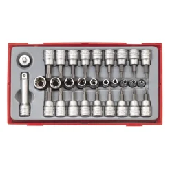 TX-hylssats 30 delars med 1/4 tum och 3/8 tum fyrkantsfäste Teng Tools TTTX30
