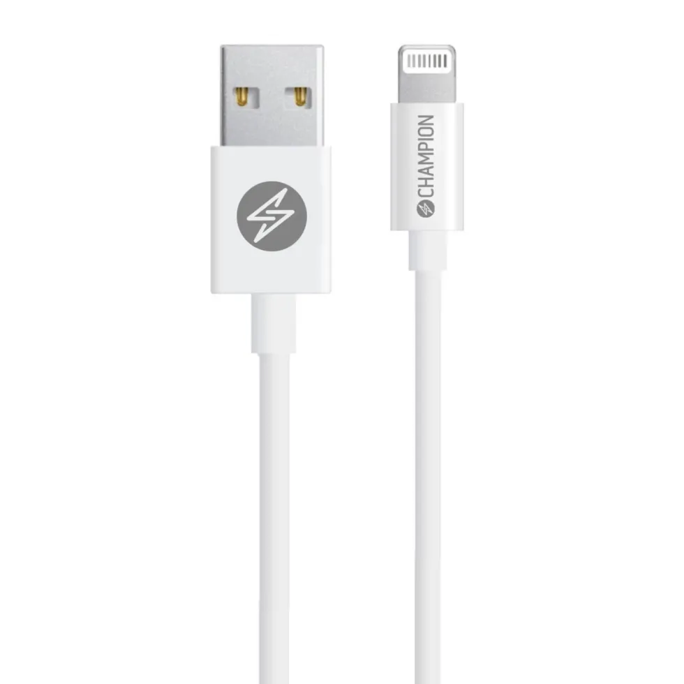 USB-A Champion till Lightning Kabel 2m Vit
