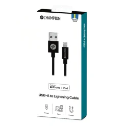 USB-A Champion till Lightning Kabel 3m Svart