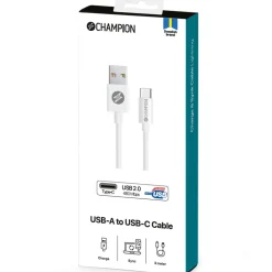 USB-A Champion till USB-C Kabel 3m Vit