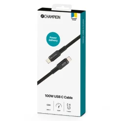 USB-C Champion kabel 100W 1m Svart