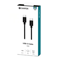 USB-C Champion Kabel 60W 1m Svart
