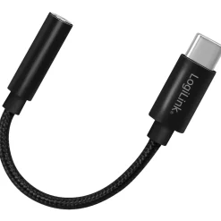 USB-C 3,5mm-ljudadapter LogiLink Med DAC 13cm Nylonkabel