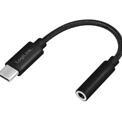 USB-C 3,5mm-ljudadapter LogiLink Med DAC 13cm Nylonkabel