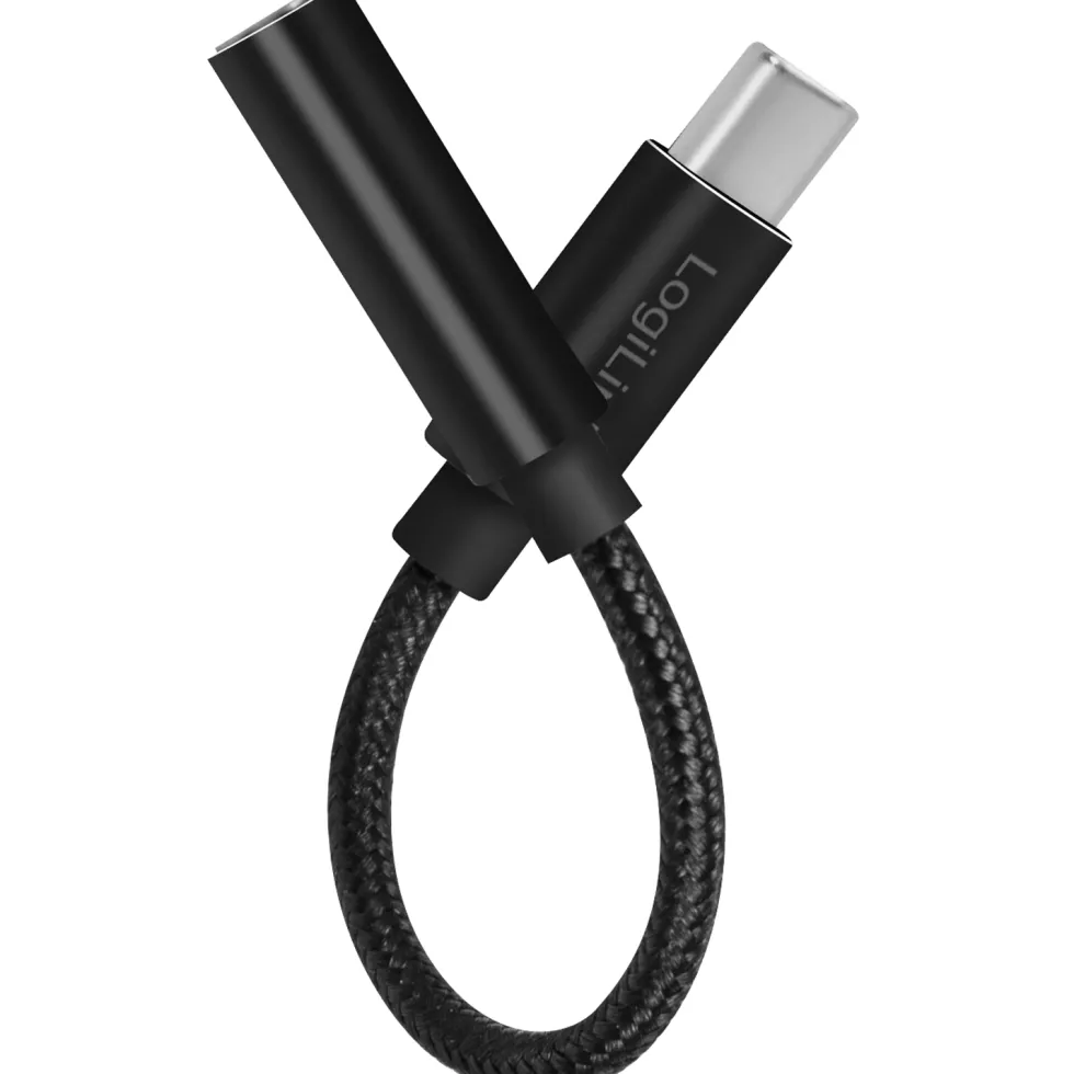 USB-C 3,5mm-ljudadapter LogiLink Med DAC 13cm Nylonkabel
