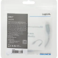 USB-C 3,5mm-ljudadapter LogiLink Med DAC 13cm Nylonkabel
