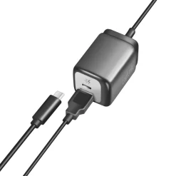 USB-laddare LogiLink 1xUSB-A + 1xUSB-C Med Fast Kabel 1,5m GaN 30W