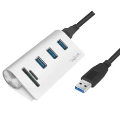 USB3.0 3-port hub LogiLink Med Minneskortsläsare