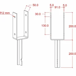U-Stolpfot PLUS inkl. Skruv Längd: 40 cm