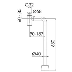 Vattenlåssats Purus Design 90° G32xØ40 Krom