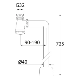 Vattenlåssats Purus 90° G32xØ40 Krom