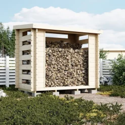 Vedbod Luoman Lillevilla Joulukka 2,4 m² Vedförvaring med Pulpettak i Lösvirke